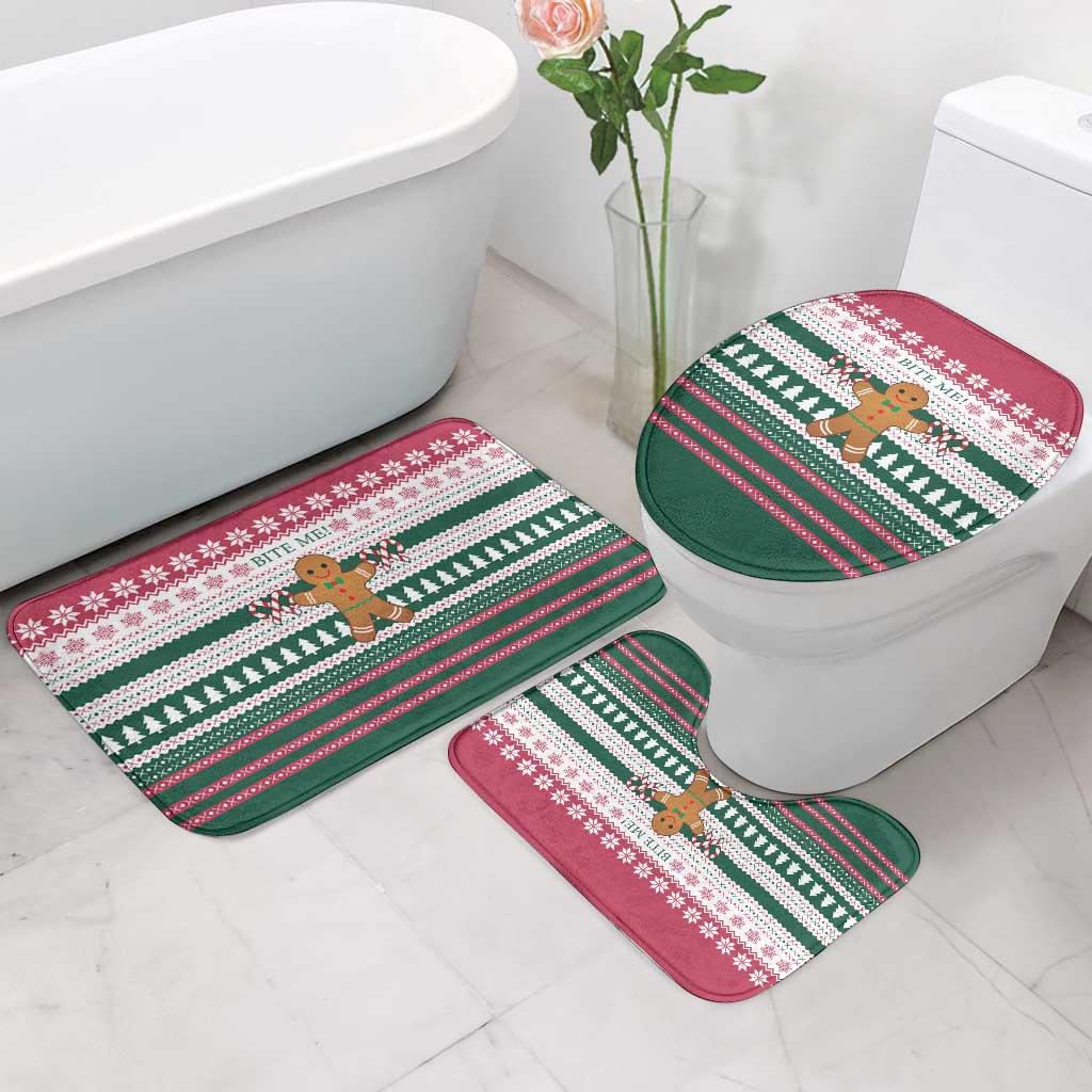 Christmas Cookies Bite Me Bathroom Set with Gingerbread Man Candy Canes and Snowflake Tree - Wonder Print Shop
