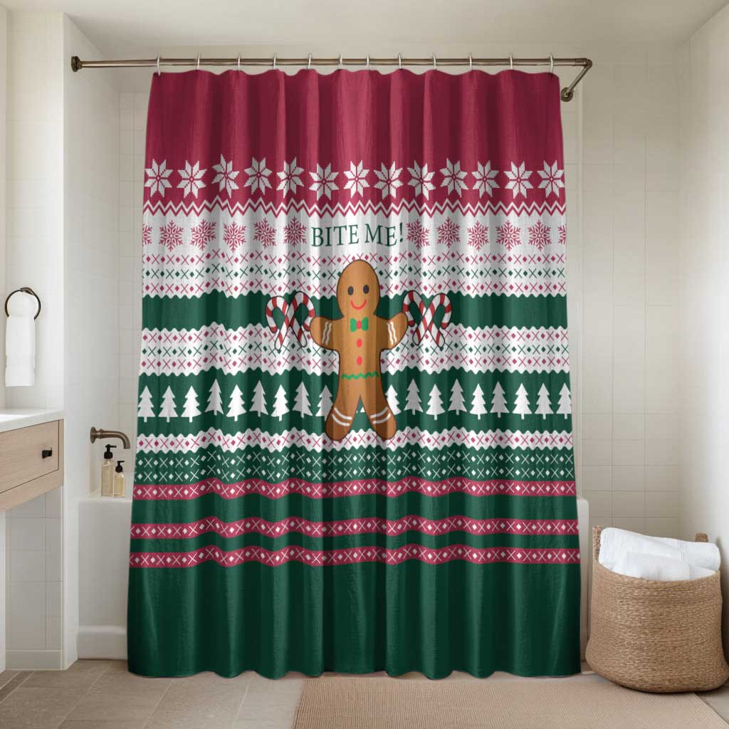 Christmas Cookies Bite Me Bathroom Set with Gingerbread Man Candy Canes and Snowflake Tree - Wonder Print Shop