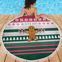 Christmas Cookies Bite Me Beach Blanket with Gingerbread Man Candy Canes and Snowflake Tree - Wonder Print Shop