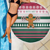 Christmas Cookies Bite Me Beach Blanket with Gingerbread Man Candy Canes and Snowflake Tree - Wonder Print Shop
