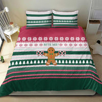 Christmas Cookies Bite Me Bedding Set with Gingerbread Man Candy Canes and Snowflake Tree - Wonder Print Shop
