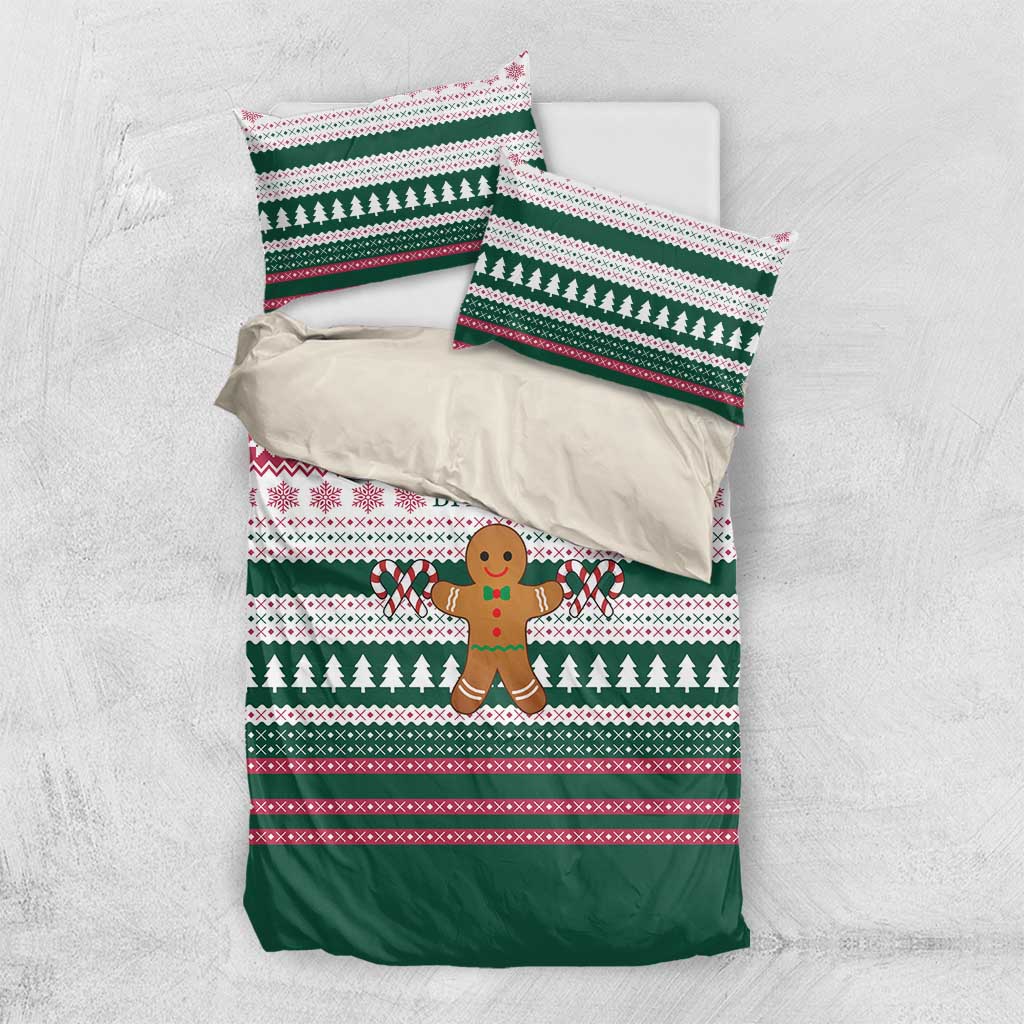 Christmas Cookies Bite Me Bedding Set with Gingerbread Man Candy Canes and Snowflake Tree - Wonder Print Shop