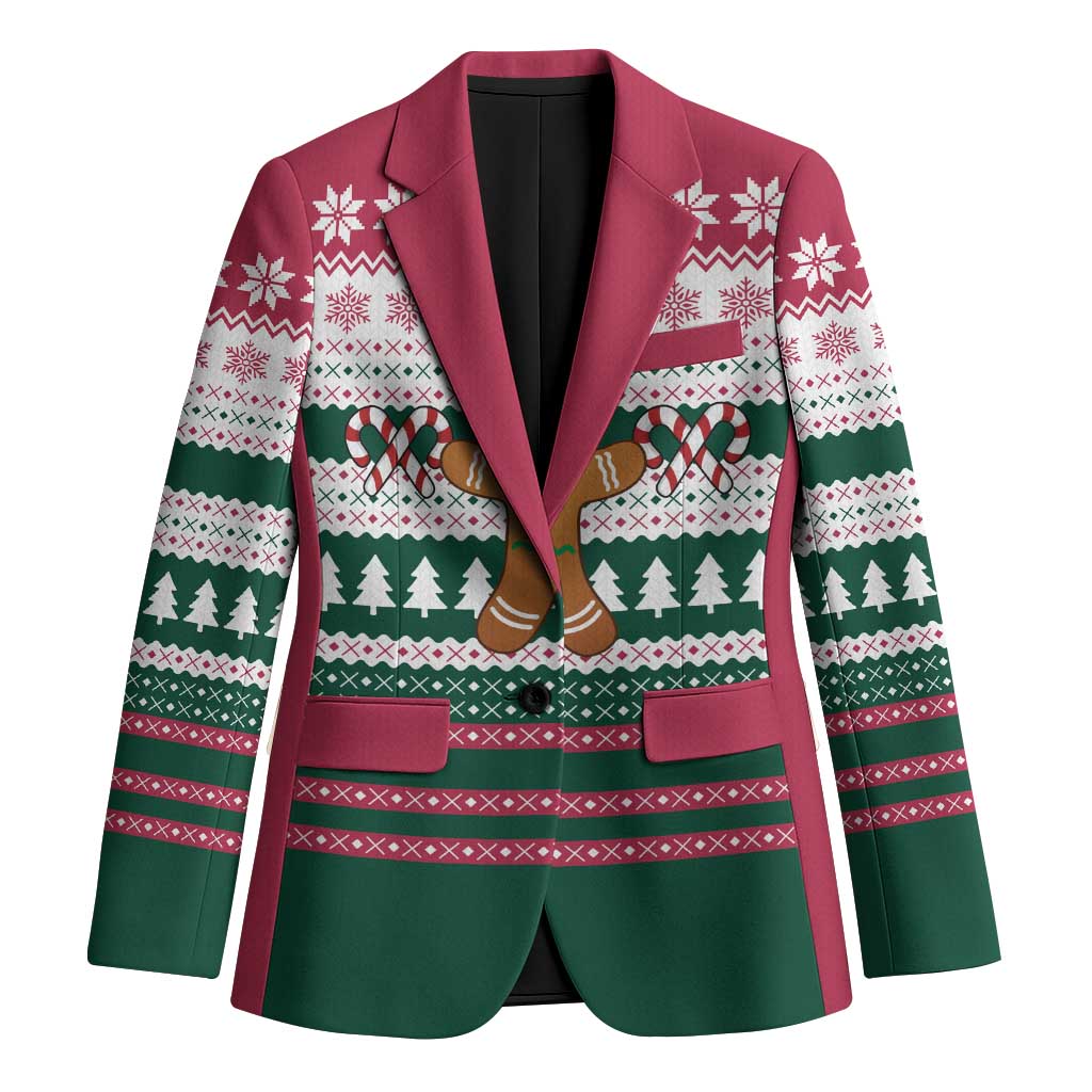 Christmas Cookies Bite Me Blazer with Gingerbread Man Candy Canes and Snowflake Tree - Wonder Print Shop