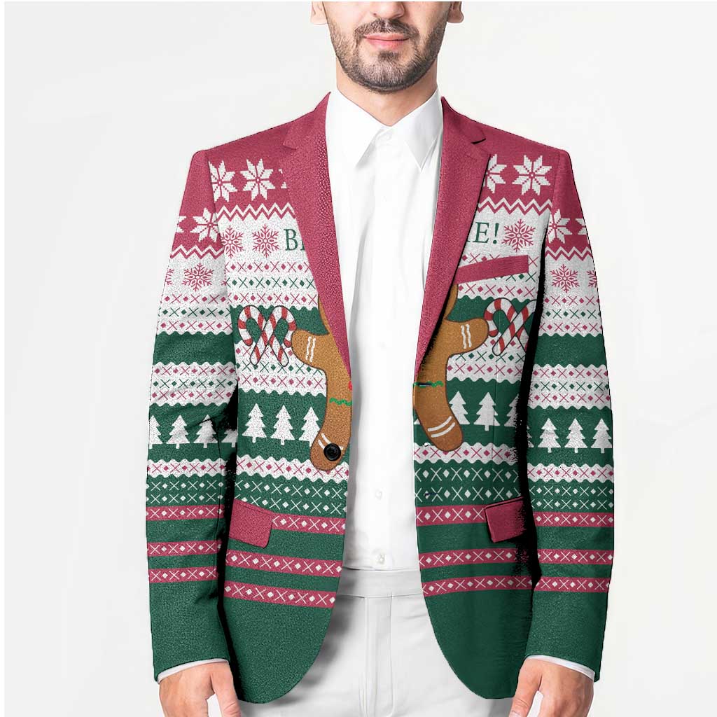 Christmas Cookies Bite Me Blazer with Gingerbread Man Candy Canes and Snowflake Tree - Wonder Print Shop