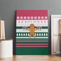 Christmas Cookies Bite Me Canvas Wall Art with Gingerbread Man Candy Canes and Snowflake Tree - Wonder Print Shop