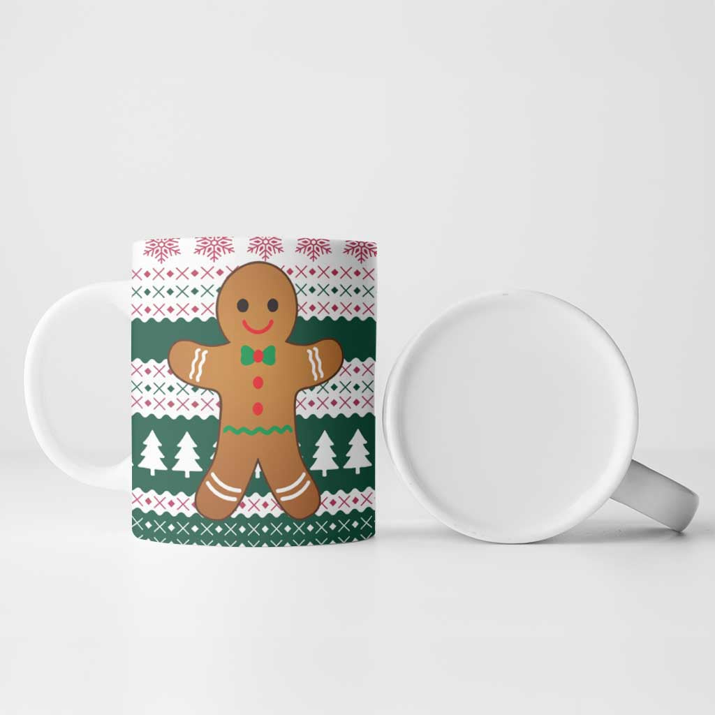 Christmas Cookies Bite Me Ceramic Mug with Gingerbread Man Candy Canes and Snowflake Tree - Wonder Print Shop