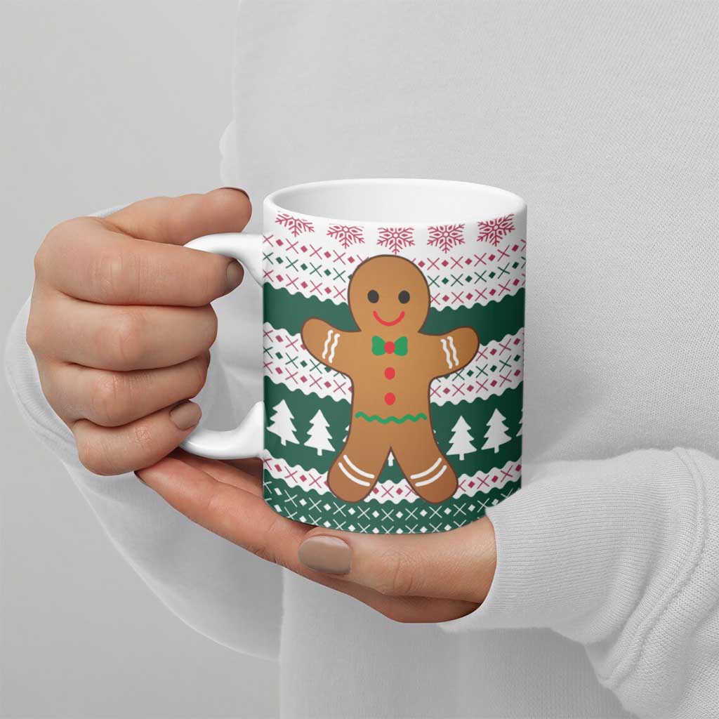 Christmas Cookies Bite Me Ceramic Mug with Gingerbread Man Candy Canes and Snowflake Tree - Wonder Print Shop