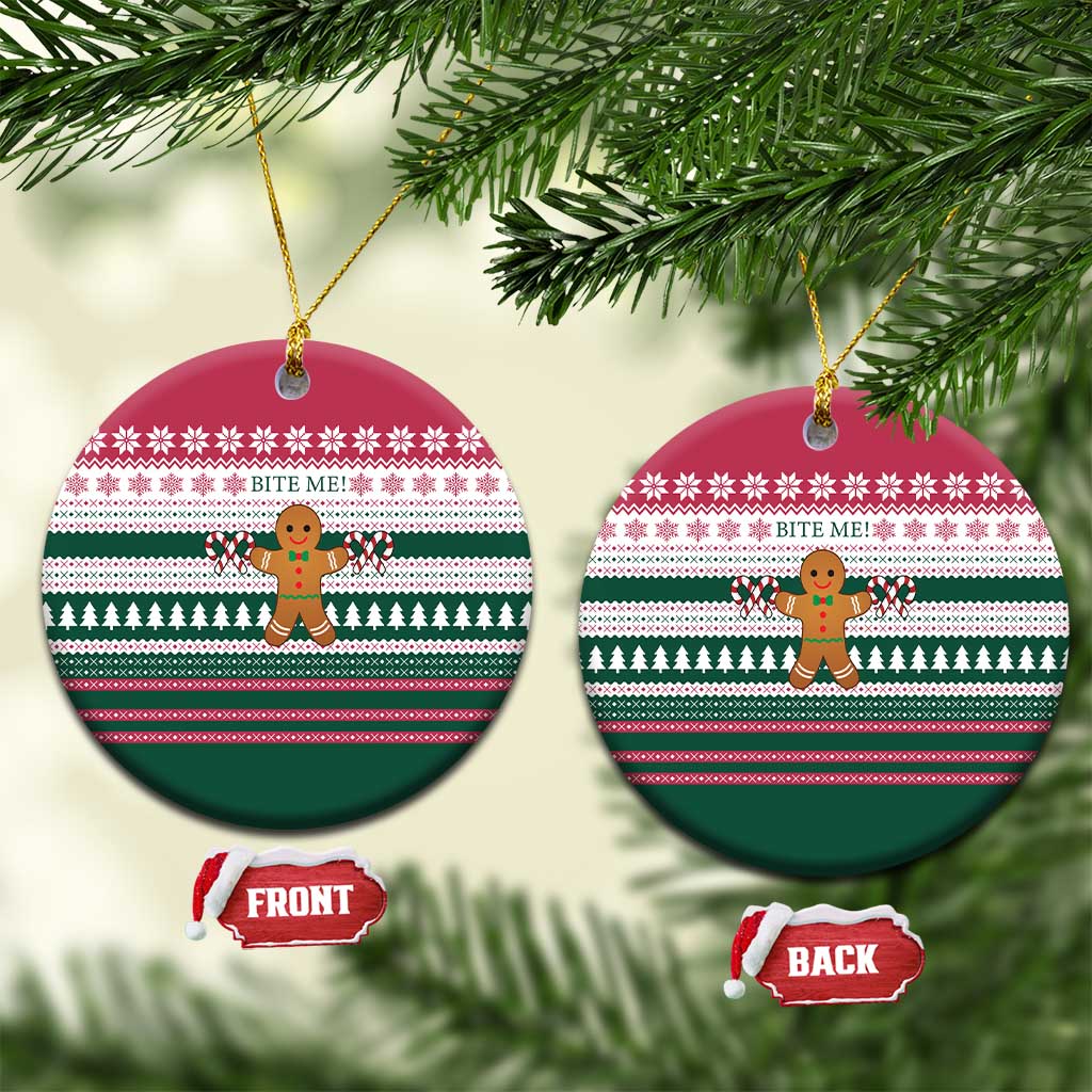 Christmas Cookies Bite Me Ceramic Ornament with Gingerbread Man Candy Canes and Snowflake Tree - Wonder Print Shop