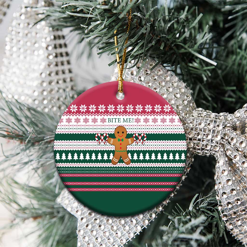 Christmas Cookies Bite Me Ceramic Ornament with Gingerbread Man Candy Canes and Snowflake Tree - Wonder Print Shop