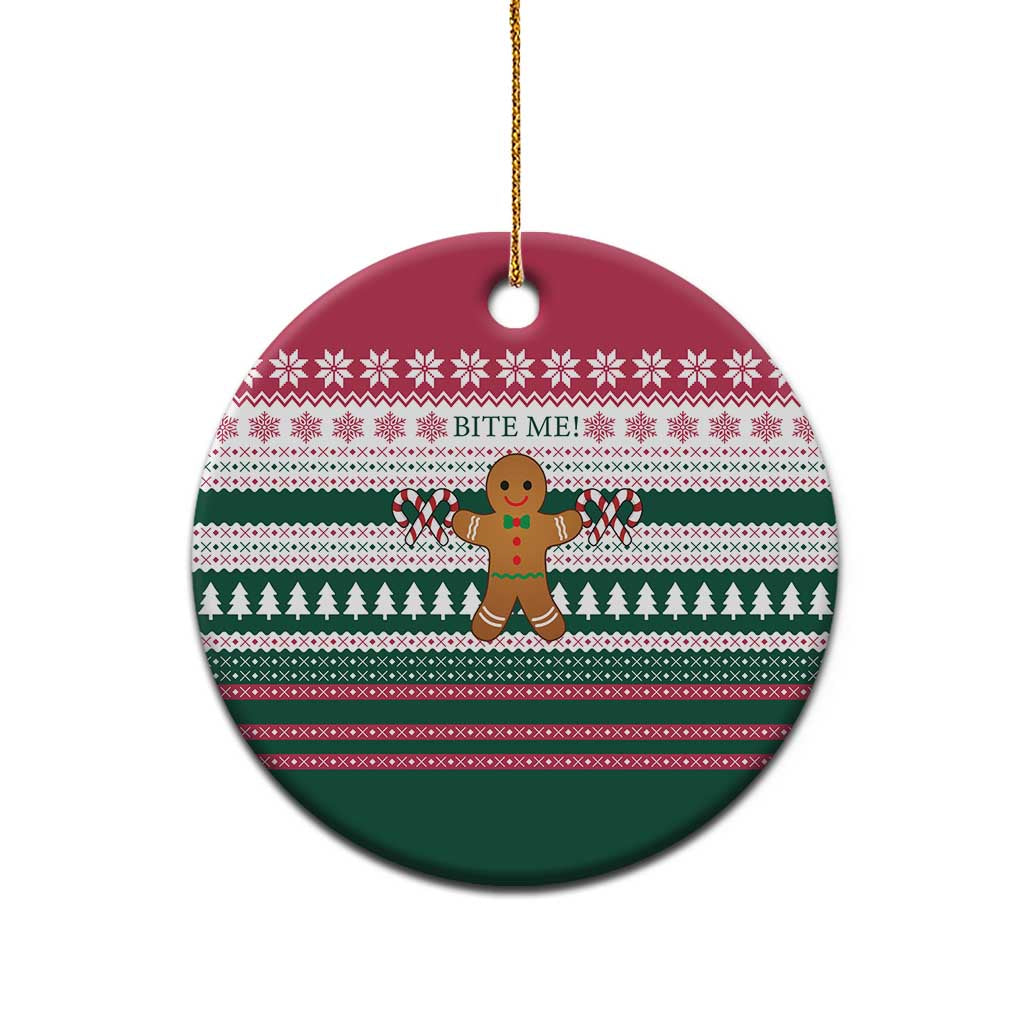 Christmas Cookies Bite Me Ceramic Ornament with Gingerbread Man Candy Canes and Snowflake Tree - Wonder Print Shop
