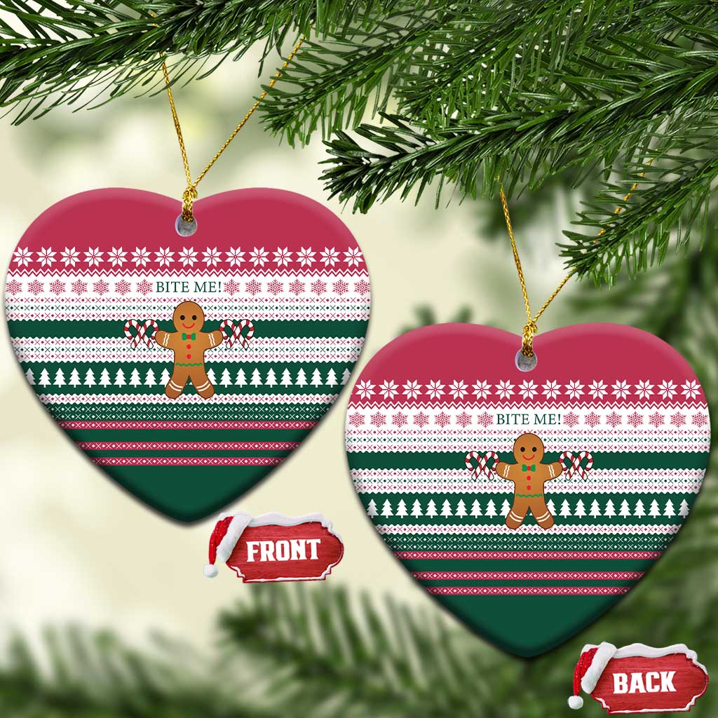 Christmas Cookies Bite Me Ceramic Ornament with Gingerbread Man Candy Canes and Snowflake Tree - Wonder Print Shop