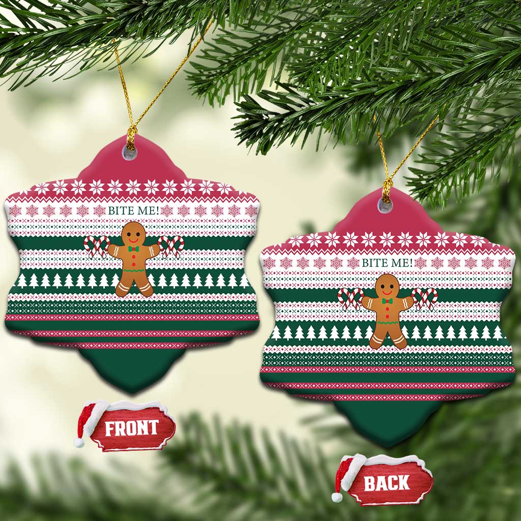 Christmas Cookies Bite Me Ceramic Ornament with Gingerbread Man Candy Canes and Snowflake Tree - Wonder Print Shop