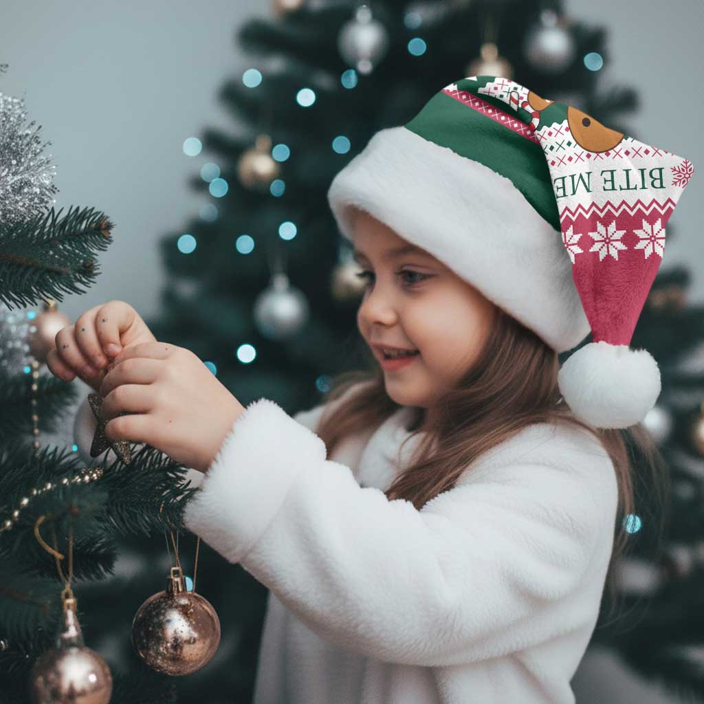 Christmas Cookies Bite Me Christmas Santa Hat with Gingerbread Man Candy Canes and Snowflake Tree - Wonder Print Shop