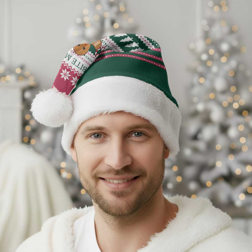 Christmas Cookies Bite Me Christmas Santa Hat with Gingerbread Man Candy Canes and Snowflake Tree - Wonder Print Shop