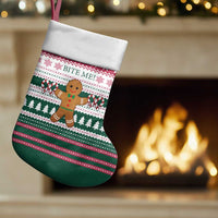 Christmas Cookies Bite Me Christmas Stocking with Gingerbread Man Candy Canes and Snowflake Tree - Wonder Print Shop