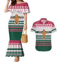 Christmas Cookies Bite Me Couples Matching Mermaid Dress and Hawaiian Shirt with Gingerbread Man Candy Canes and Snowflake Tree - Wonder Print Shop