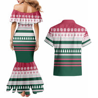 Christmas Cookies Bite Me Couples Matching Mermaid Dress and Hawaiian Shirt with Gingerbread Man Candy Canes and Snowflake Tree - Wonder Print Shop