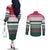 Christmas Cookies Bite Me Couples Matching Off The Shoulder Long Sleeve Dress and Long Sleeve Button Shirt with Gingerbread Man Candy Canes and Snowflake Tree - Wonder Print Shop