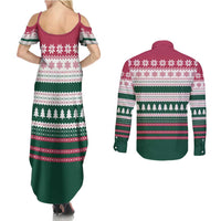 Christmas Cookies Bite Me Couples Matching Summer Maxi Dress and Long Sleeve Button Shirt with Gingerbread Man Candy Canes and Snowflake Tree - Wonder Print Shop