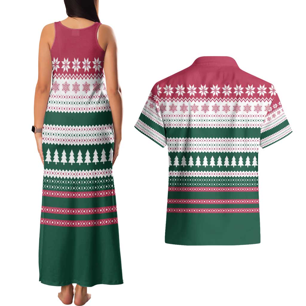 Christmas Cookies Bite Me Couples Matching Tank Maxi Dress and Hawaiian Shirt with Gingerbread Man Candy Canes and Snowflake Tree - Wonder Print Shop