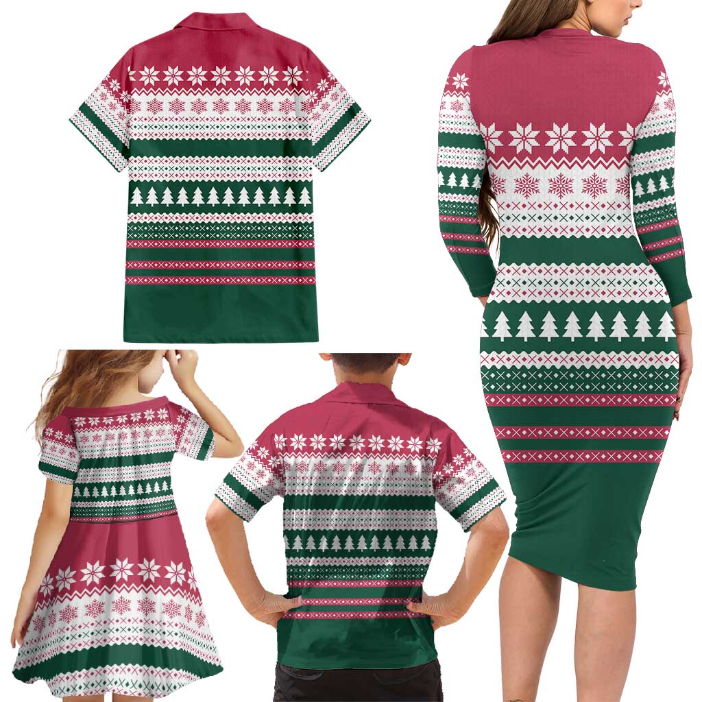 Christmas Cookies Bite Me Family Matching Long Sleeve Bodycon Dress and Hawaiian Shirt with Gingerbread Man Candy Canes and Snowflake Tree - Wonder Print Shop