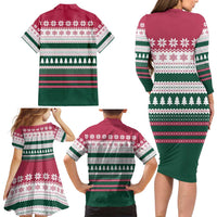 Christmas Cookies Bite Me Family Matching Long Sleeve Bodycon Dress and Hawaiian Shirt with Gingerbread Man Candy Canes and Snowflake Tree - Wonder Print Shop