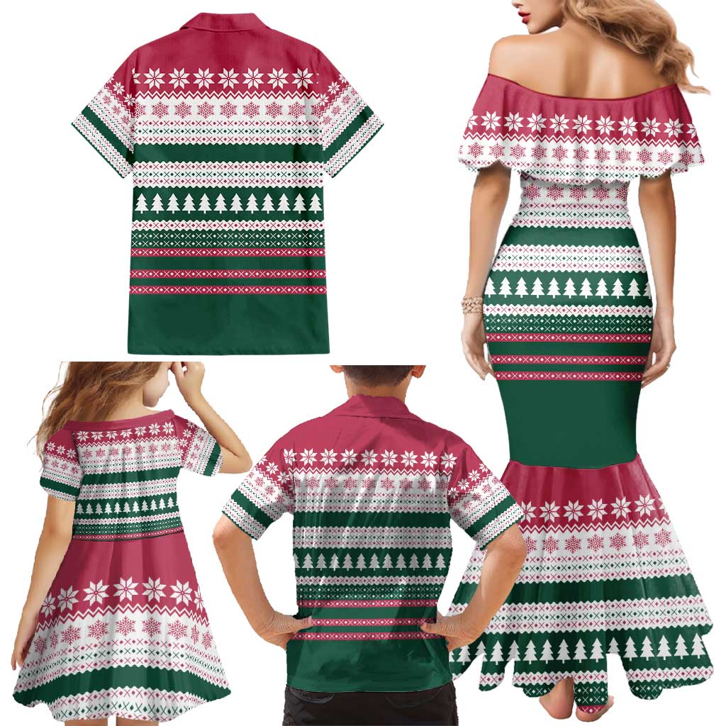 Christmas Cookies Bite Me Family Matching Mermaid Dress and Hawaiian Shirt with Gingerbread Man Candy Canes and Snowflake Tree - Wonder Print Shop