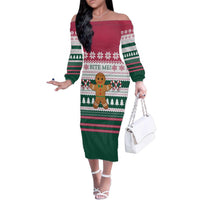 Christmas Cookies Bite Me Family Matching Off The Shoulder Long Sleeve Dress and Hawaiian Shirt with Gingerbread Man Candy Canes and Snowflake Tree - Wonder Print Shop