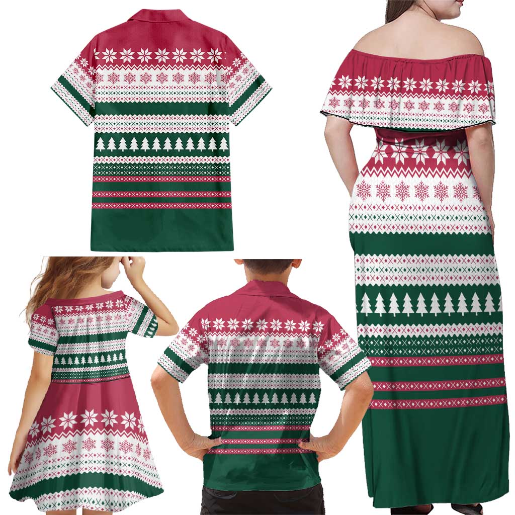 Christmas Cookies Bite Me Family Matching Off Shoulder Maxi Dress and Hawaiian Shirt with Gingerbread Man Candy Canes and Snowflake Tree - Wonder Print Shop