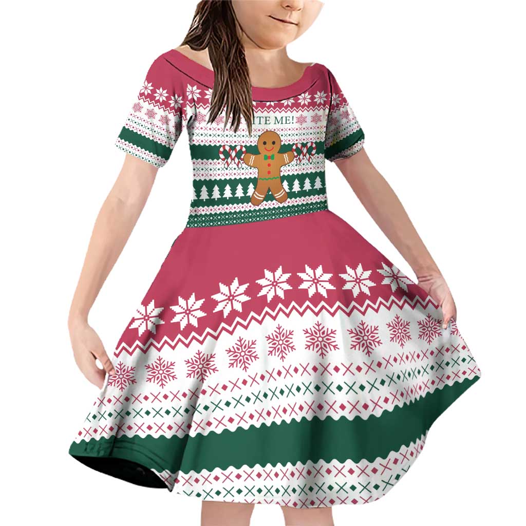 Christmas Cookies Bite Me Family Matching Off Shoulder Short Dress and Hawaiian Shirt with Gingerbread Man Candy Canes and Snowflake Tree - Wonder Print Shop