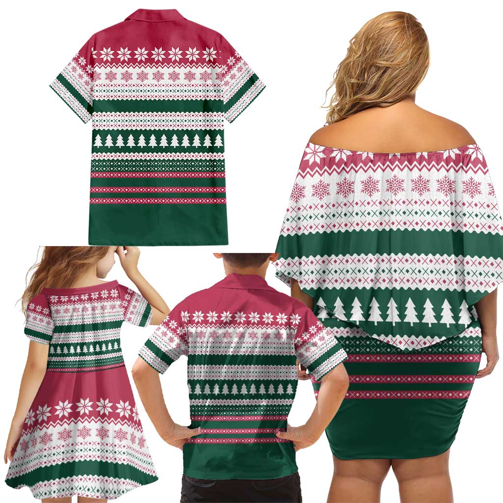Christmas Cookies Bite Me Family Matching Off Shoulder Short Dress and Hawaiian Shirt with Gingerbread Man Candy Canes and Snowflake Tree - Wonder Print Shop