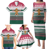 Christmas Cookies Bite Me Family Matching Puletasi and Hawaiian Shirt with Gingerbread Man Candy Canes and Snowflake Tree - Wonder Print Shop
