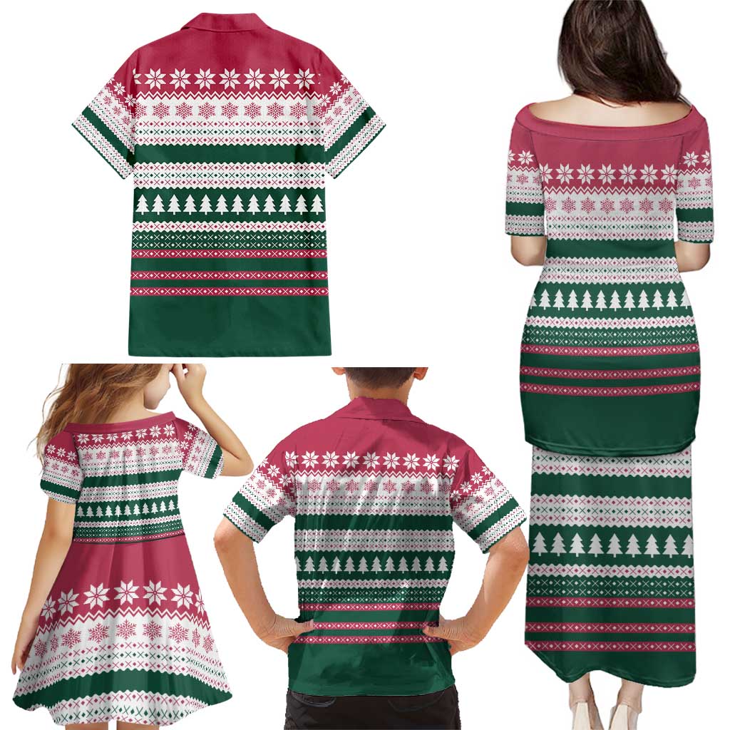 Christmas Cookies Bite Me Family Matching Puletasi and Hawaiian Shirt with Gingerbread Man Candy Canes and Snowflake Tree - Wonder Print Shop
