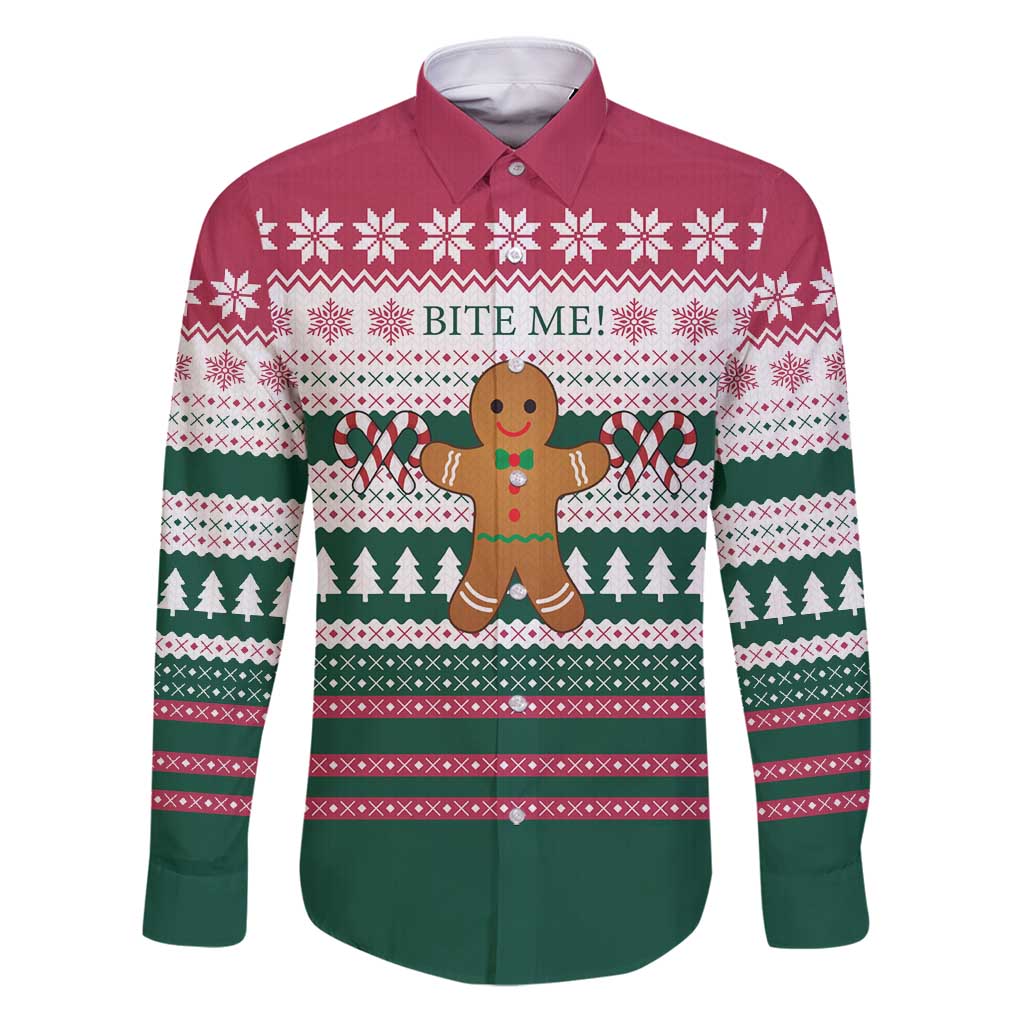 Christmas Cookies Bite Me Family Matching Puletasi and Hawaiian Shirt with Gingerbread Man Candy Canes and Snowflake Tree - Wonder Print Shop