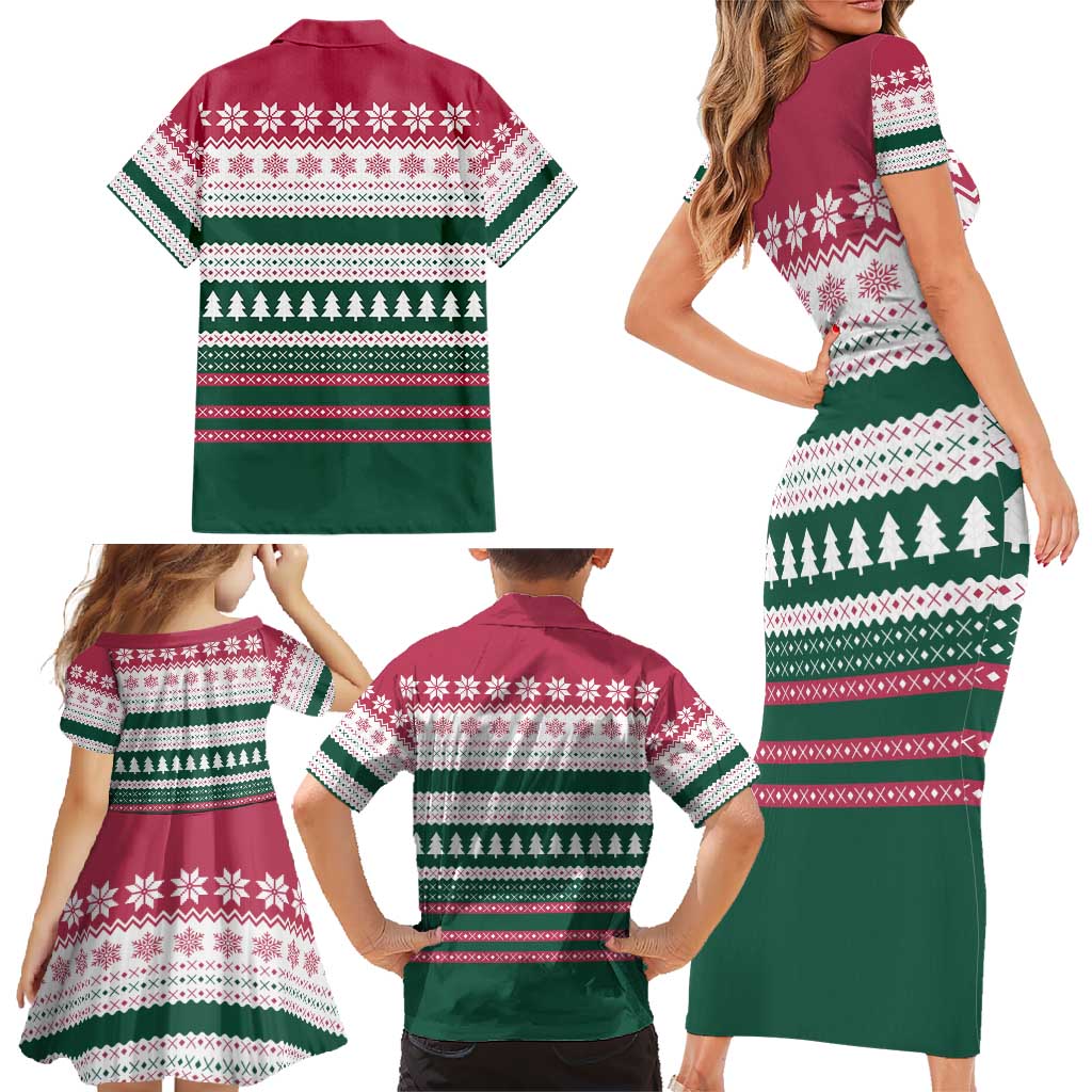 Christmas Cookies Bite Me Family Matching Short Sleeve Bodycon Dress and Hawaiian Shirt with Gingerbread Man Candy Canes and Snowflake Tree - Wonder Print Shop