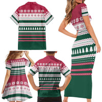 Christmas Cookies Bite Me Family Matching Short Sleeve Bodycon Dress and Hawaiian Shirt with Gingerbread Man Candy Canes and Snowflake Tree - Wonder Print Shop