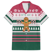 Christmas Cookies Bite Me Family Matching Short Sleeve Bodycon Dress and Hawaiian Shirt with Gingerbread Man Candy Canes and Snowflake Tree - Wonder Print Shop