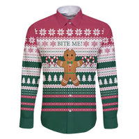 Christmas Cookies Bite Me Family Matching Short Sleeve Bodycon Dress and Hawaiian Shirt with Gingerbread Man Candy Canes and Snowflake Tree - Wonder Print Shop