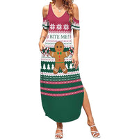 Christmas Cookies Bite Me Family Matching Summer Maxi Dress and Hawaiian Shirt with Gingerbread Man Candy Canes and Snowflake Tree - Wonder Print Shop