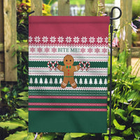 Christmas Cookies Bite Me Garden Flag with Gingerbread Man Candy Canes and Snowflake Tree - Wonder Print Shop