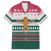 Christmas Cookies Bite Me Hawaiian Shirt with Gingerbread Man Candy Canes and Snowflake Tree - Wonder Print Shop