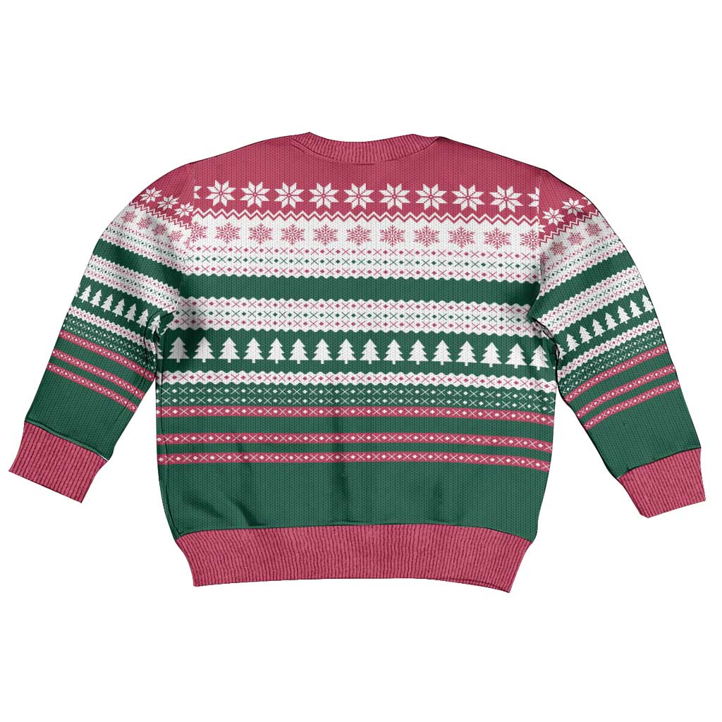 Christmas Cookies Bite Me Kid Ugly Christmas Sweater with Gingerbread Man Candy Canes and Snowflake Tree - Wonder Print Shop