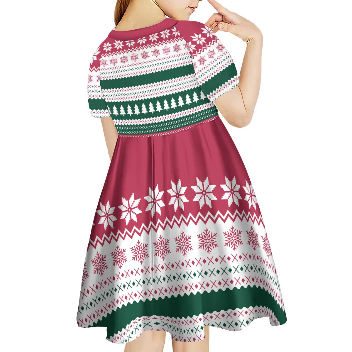 Christmas Cookies Bite Me Kid Short Sleeve Dress with Gingerbread Man Candy Canes and Snowflake Tree - Wonder Print Shop