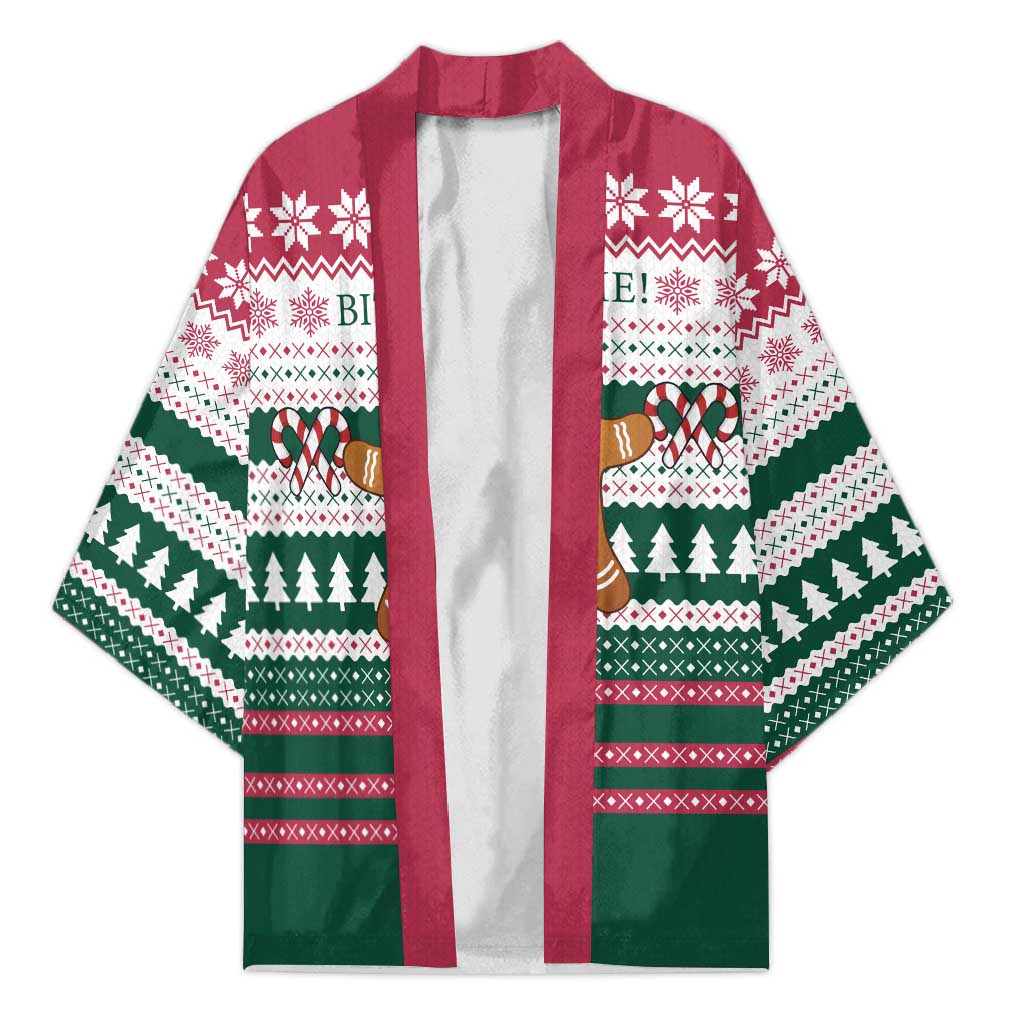 Christmas Cookies Bite Me Kimono with Gingerbread Man Candy Canes and Snowflake Tree - Wonder Print Shop