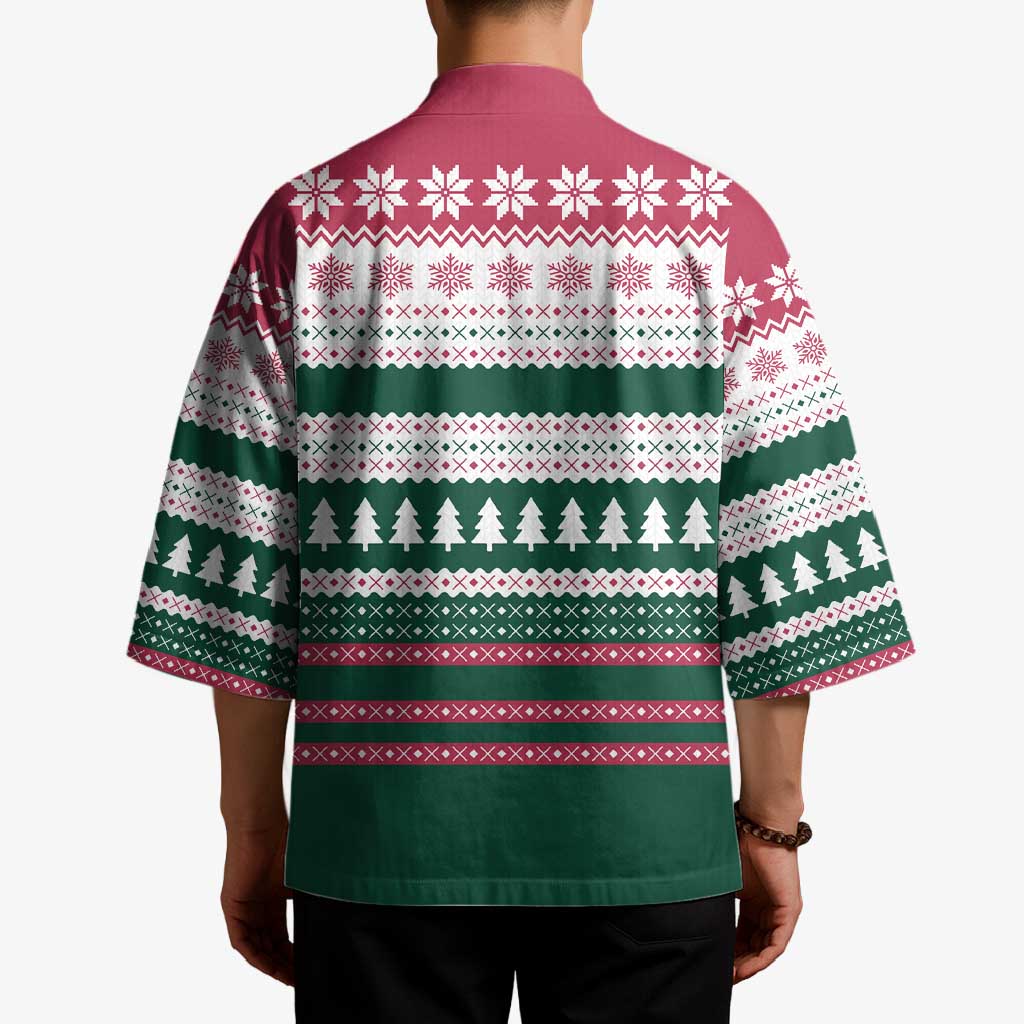 Christmas Cookies Bite Me Kimono with Gingerbread Man Candy Canes and Snowflake Tree - Wonder Print Shop