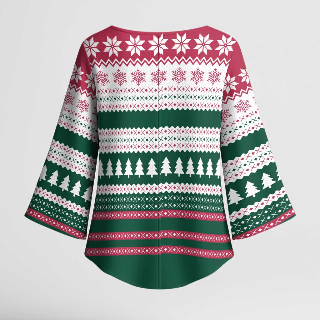 Christmas Cookies Bite Me Kimono Sleeve Blouse with Gingerbread Man Candy Canes and Snowflake Tree - Wonder Print Shop