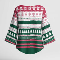 Christmas Cookies Bite Me Kimono Sleeve Blouse with Gingerbread Man Candy Canes and Snowflake Tree - Wonder Print Shop