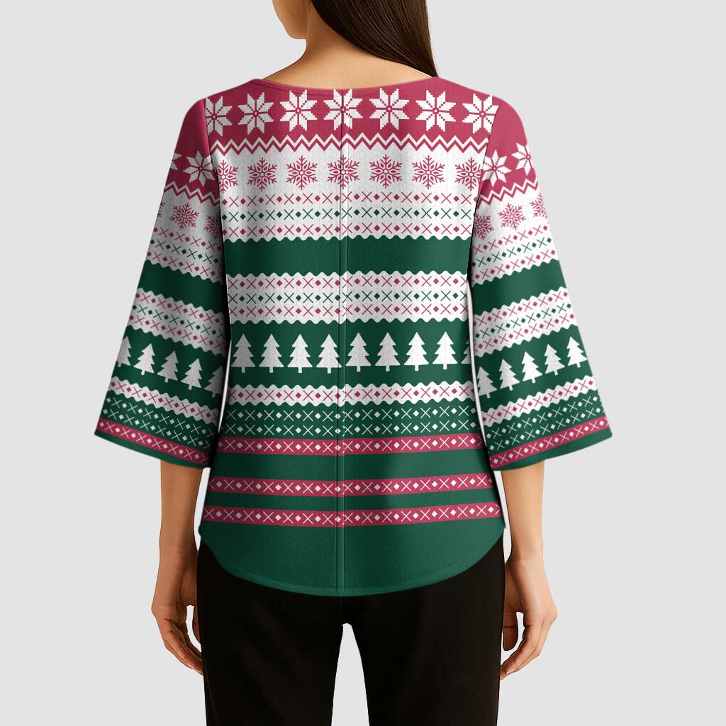 Christmas Cookies Bite Me Kimono Sleeve Blouse with Gingerbread Man Candy Canes and Snowflake Tree - Wonder Print Shop