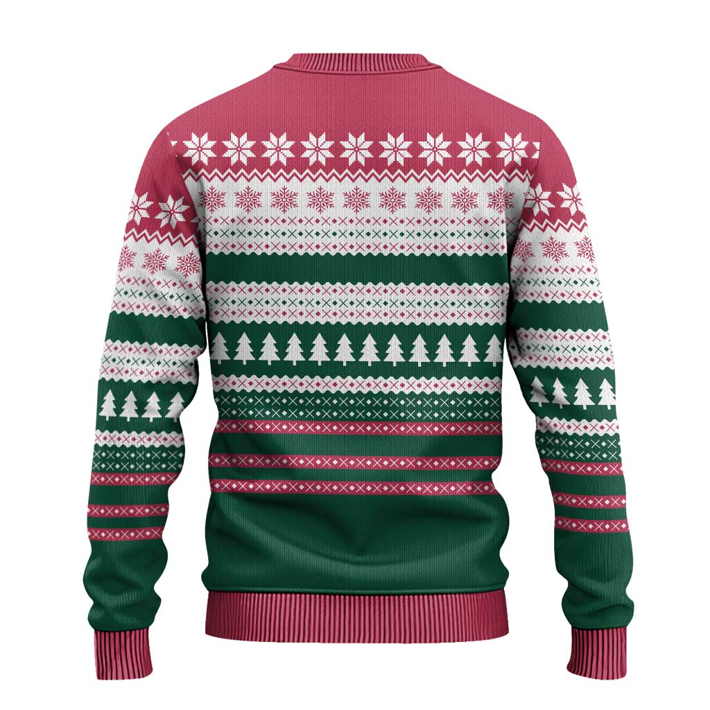 Christmas Cookies Bite Me Ugly Christmas Sweater with Gingerbread Man Candy Canes and Snowflake Tree - Wonder Print Shop