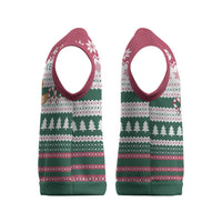 Christmas Cookies Bite Me Christmas Knitted V-Neck Vest with Gingerbread Man Candy Canes and Snowflake Tree - Wonder Print Shop
